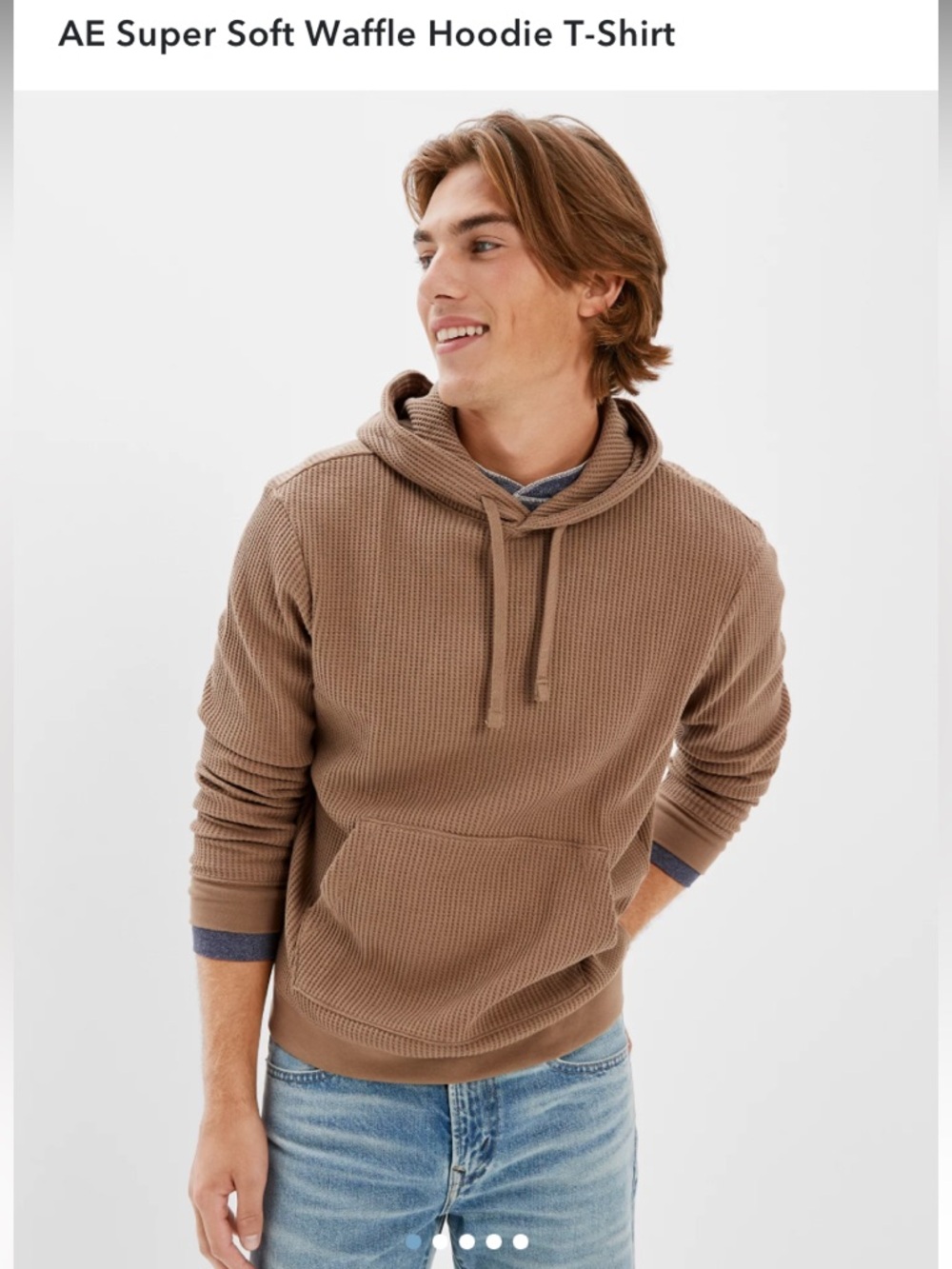 American Eagle Outfitters Brown Waffle Hoodie Size Large